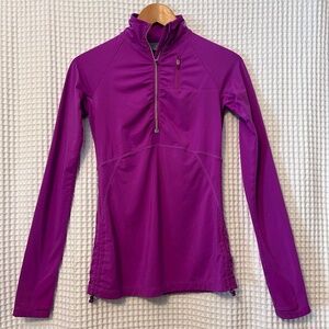 Athleta Activewear Top Women’s XXS Fuschia Drawstring Hem Half zip